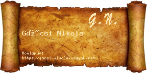 Gácsi Nikola névjegykártya